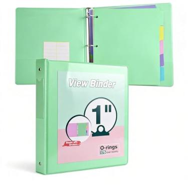 Imagem de Fichário de 3 anéis de 2,5 cm, organizador de fichário fofo com 5 divisórias para 175 folhas de papel de 8,5 x 11, capa transparente personalizável com bolsos internos, fichários de três anéis