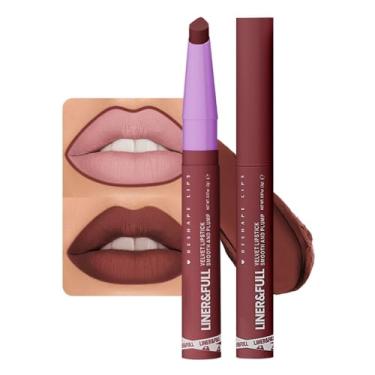 Imagem de Batom 2 em 1, acabamento fosco de veludo, suave e volumoso, 12 cores de lábios universais - rosa nude rosa malva ameixa, fórmula cremosa para maquiagem labial, uso diário, sem crueldade (#04 BLUSH