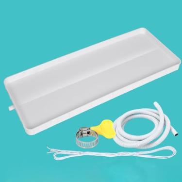 Imagem de Bandeja coletora universal AC com dreno | Kit de drenagem de ar condicionado para janela e coletor de condensado | Bandeja de drenagem secundária | Material PP durável, inclui mangueira de 5 m