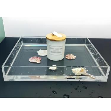 Imagem de Tanque de água de acrílico transparente para pia rasa - bandeja de adereços fotográficos de 100 x 100 x 6 cm, caixa de exibição versátil portátil de armazenamento de alimentos e cosméticos para fotos