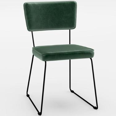 Imagem de Cadeira Estofada Base Aço Facto Verde Musgo