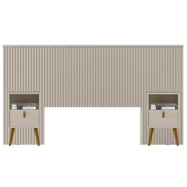 Imagem de Kit Cabeceira Casal 240cm Com Mesa De Cabeceira Off White