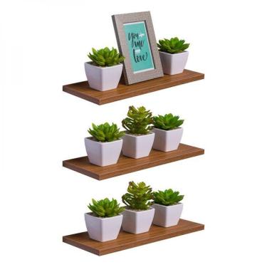 Imagem de Kit 3 Prateleiras 40 X 15cm Freijó Suporte Invisível