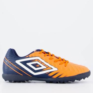 Imagem de Chuteira Umbro Fifty V Society Laranja e Marinho, 41