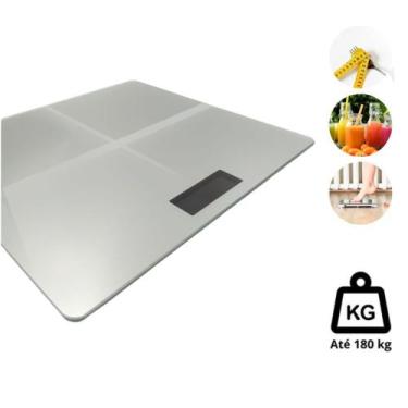 Imagem de Balança Digital de Banheiro Vidro Temperado Branca 180kg  Medidor de P