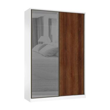 Imagem de Guarda Roupa 2 Portas De Correr 3 Gavetas 159cm Com Vidro Reflecta Prata Prime Luciane Móveis