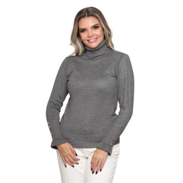 Imagem de Blusa Feminina Cacherrel Manga Longa Botão Gola Alta Inverno - GIP, Ch
