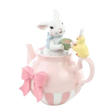 Imagem de Coelho De Pascoa Tea Party Bule Chá Da Tarde 20cm 1Unid