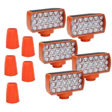 Imagem de Sinalizador Solar Viario Kit 5 Duas Cores Seguranca Noturna Alerta Obra Avenida Rodovia Alerta Estrada Transito