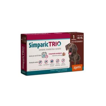 Imagem de Simparic Trio Antipulgas, Carrapatos E Vermes Cães 72Mg C/ 1 Comp.