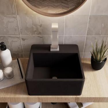 Imagem de Cuba Pia Para Banheiro De Apoio Lavabo 32X30Cm Palermo Preto - Riverzz