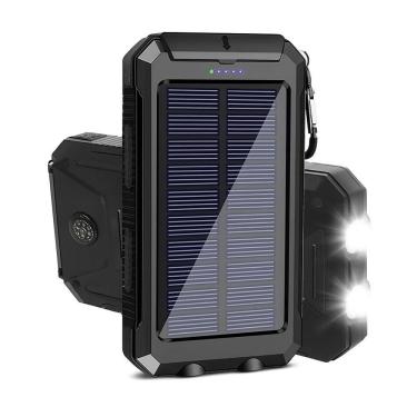 Imagem de Carregador Portátil Power Bank Solar Usb Preto – Energia Sustentável Em Qualquer Lugar