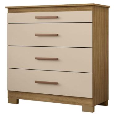 Imagem de Cômoda 4 Gavetas New Carvalho Americano Off White - Incorplac