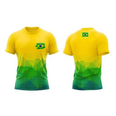 Imagem de Camiseta Masculina Brasil Especial da Copa Manga Curta Amarela Bolinha