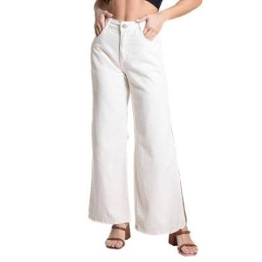 Imagem de Calça Sarja Sawary Wide Leg Petit - 281797 - bege 44-Feminino