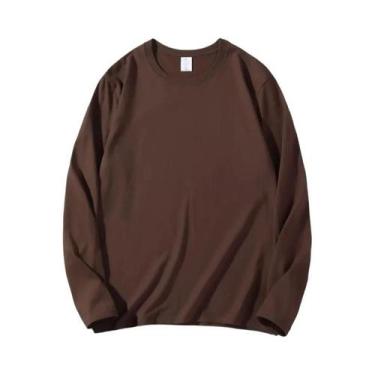 Imagem de Camisetas Femininas De Algodão De Manga Longa Com Decote Redondo, Esti