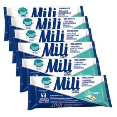 Imagem de Lenço Umedecido Adulto 6 Pacotes com 40 Unidades Mili Vita