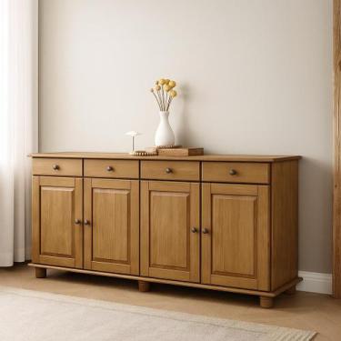 Imagem de Buffet Aparador Rústico 100% Madeira Maciça 4 Portas 4 Gavetas Linha R