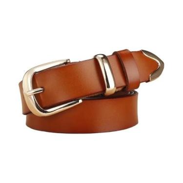 Imagem de Cinto Feminino De Couro Genuíno Casual Cor Pura De Alta Qualidade Para