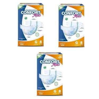 Imagem de Kit 3 Fraldas Geriátricas Confort Maxi G  Incontinência Urinária - Max
