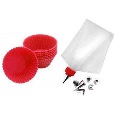 Imagem de Kit Confeiteiro Forma De Silicone Cupcake, Bicos E Saco De Confeitar - Yazi
