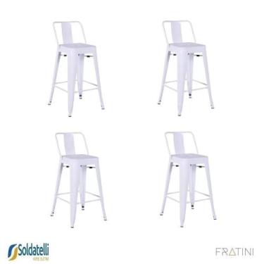 Imagem de Kit 4 Banquetas Berlim Alta c/ Encosto Preto ou Bronze - Fratini, Bran