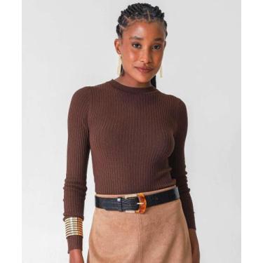 Imagem de Suéter Feminino Canelado Marisa Marrom-53409, Marrom, M