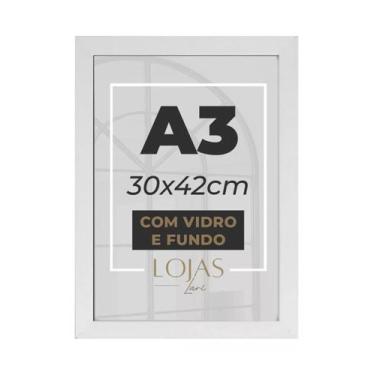 Imagem de kit 10 Quadro Moldura A3 30x42 Com Vidro Poster Certificado - Branco -