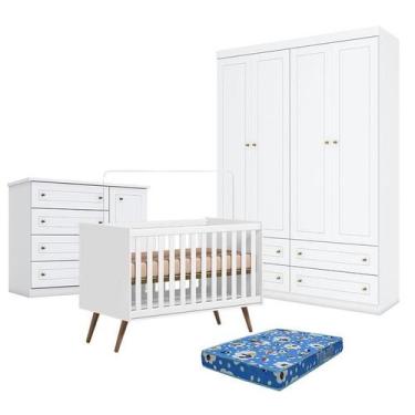 Imagem de Quarto de Bebê Americano 4 Portas com Berço Americano Q Encanto 3820 R