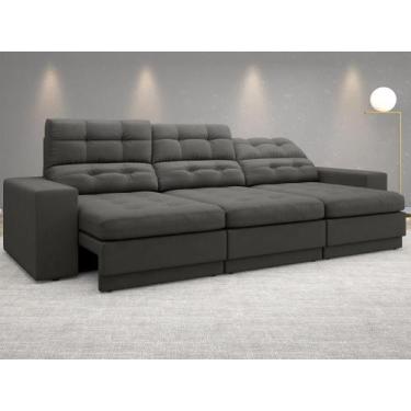 Imagem de Sofá 4 Lugares Net Jobim Assento Retrátil e Reclinável Cinza 2,30m (L)