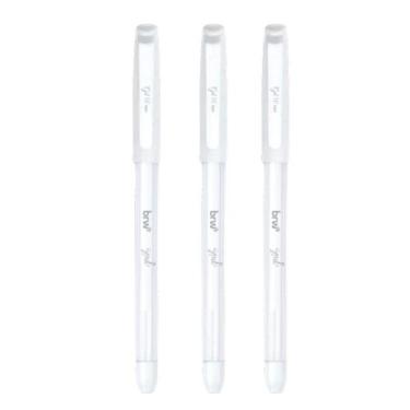 Imagem de Kit com 3 Caneta Gel Branca 1.0mm - BRW