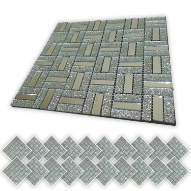 Imagem de Pastilha De Vidro Adesiva Kit 20 Uni Banheiro Cozinha Lavabo Sala Decorativa Moderna Reforma Requintado Aplicacao Facil