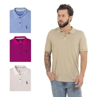 Imagem de Kit 4 Camisa Polo Masculina Elegante Dia a Dia Piquet-Masculino