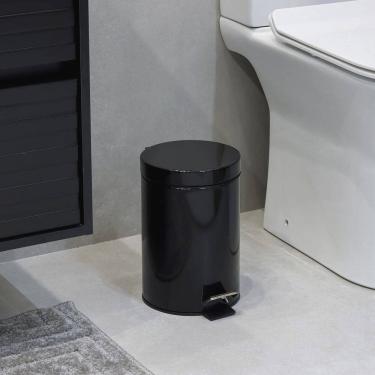 Imagem de Lixeira Banheiro 3l Preta Inox 25x16cm