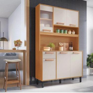 Imagem de Cozinha Compacta 6 Portas 1 Gavetas 2 Nichos Nápoles - Itatiaia Cinamo