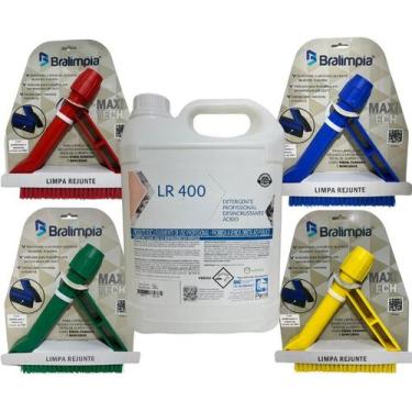Imagem de Kit Lr 400 Detergente Limpa Rejunte + Escova Profi Bralimpia, Azul