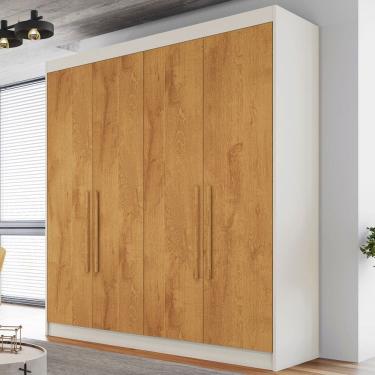Imagem de Guarda-Roupa Casal Nantes 4 Portas 3 Gavetas 100% Mdf Off White/Peroba - Europa Móveis