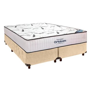 Imagem de Cama Box Perola + Colchão Queen High Foam Ortobom