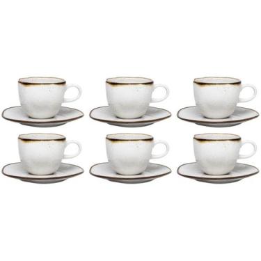 Imagem de Jogo de Chá e Café 12 Peças Oxford Ryo Maresia, Branco e Marrom