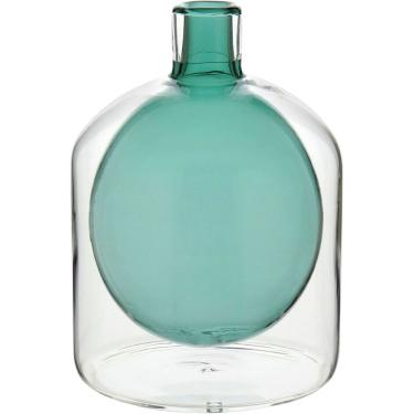 Imagem de VASO DECORATIVO ENFEITE PLANTA GARRAFA VIDRO 17x15x15cm AZUL