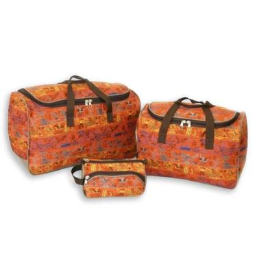 Imagem de Kit de Viagem Marrocos 2 Malas e 1 Frasqueira Viccina, Laranja, Marrom