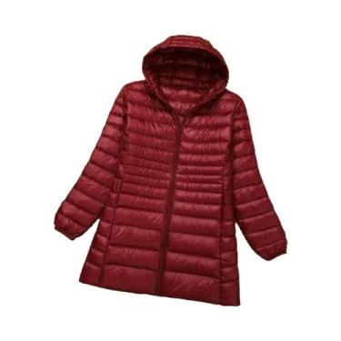 Imagem de Jaqueta Puffer Feminina plus Size 5XL 6XL 7XL Com Capuz, Ultra Leve, C
