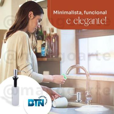 Imagem de Dispenser Porta Detergente Inox 500 ml Sabão Líquido Embutir Pia Grani