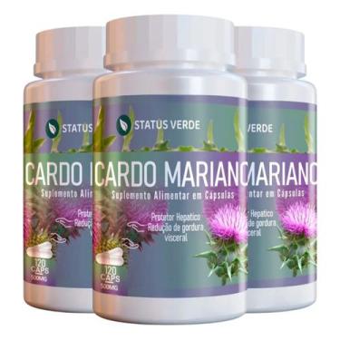 Imagem de 3 Potes Cardo Mariano Puro Kit 240 Cáps 500mg - Suplemento Natural