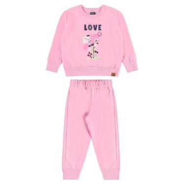 Imagem de Conjunto Infantil Moletom Glitter Bee Loop, Rosa
