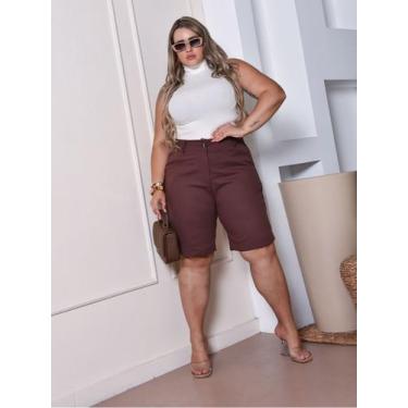 Imagem de Bermuda Plus Size Feminina Short De Linho Com Cintura Alta - XIAO MODA