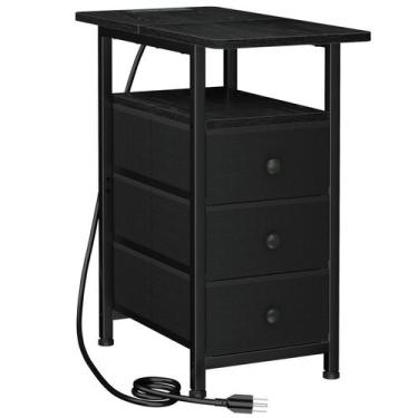 Imagem de Mesa lateral estreita AMHANCIBLE com carregamento USB