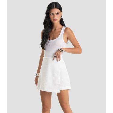 Imagem de Shorts Saia Feminino Tweed Dianna Branco, PP, Branco