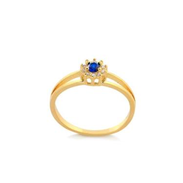 Imagem de Anel De Formatura Feminino Azul Safira Banhado A Ouro - Radhau Joias, 