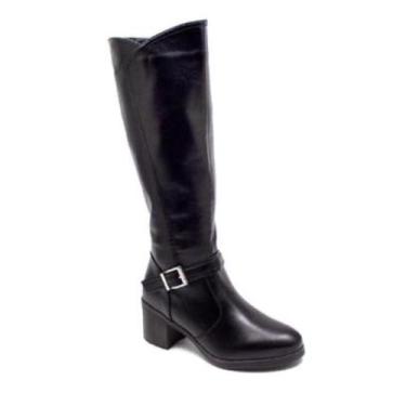 Imagem de Bota mooncity 73205 cano alto saltinho feminina -, Preto, 35